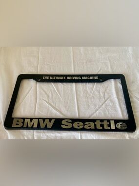 BMW Of Seattle Black Silver Plastic License Plate Frame Washington Front Or Rear